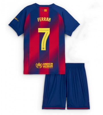Barcelona Ferran Torres #7 Hemmatröja Barn 2025-26 Kortärmad (+ Korta byxor)